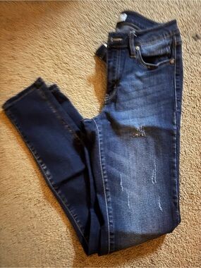 KanCan Women's Skinny Dark Blue Distressed Jeans
